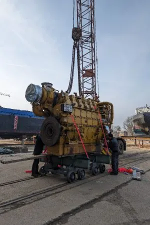 Hull and engine repair work on a ship